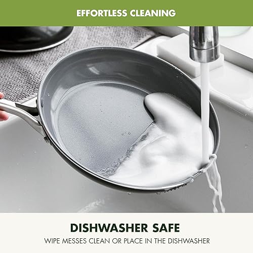 Miniatura 7 de GreenPan Swift Healthy - Juego de cacerolas antiadherentes de cerámica de 1 cuarto y 2 cuartos de galón, mango de acero inoxidable, sin PFAS, apto