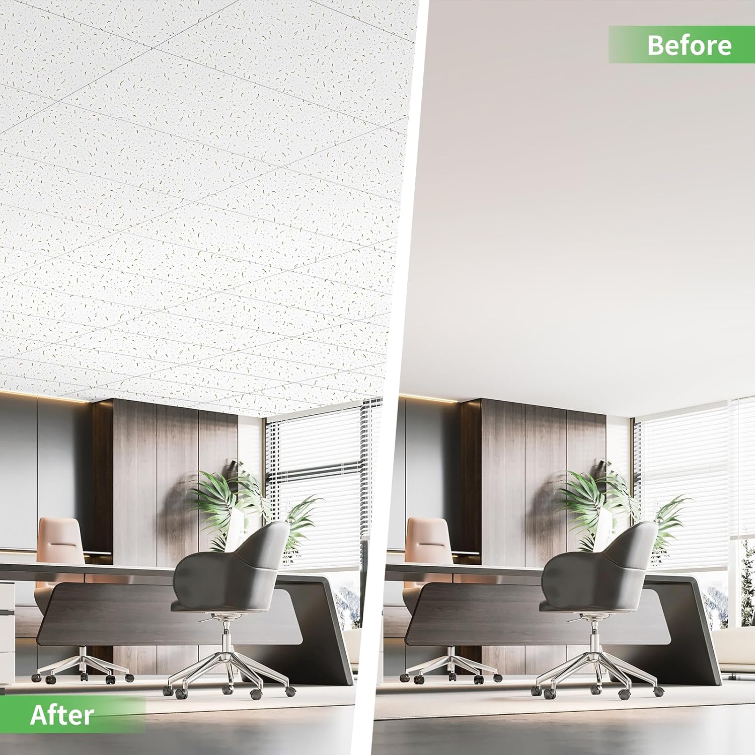 Art3d 24"x48" Stucco Printed Drop Ceiling Tiles, 2x4ft Decorative PVC Ceiling Tiles for Home, Office, Restaurant and Gym, Covering 80 Sq.,ft, 10 Pack, White