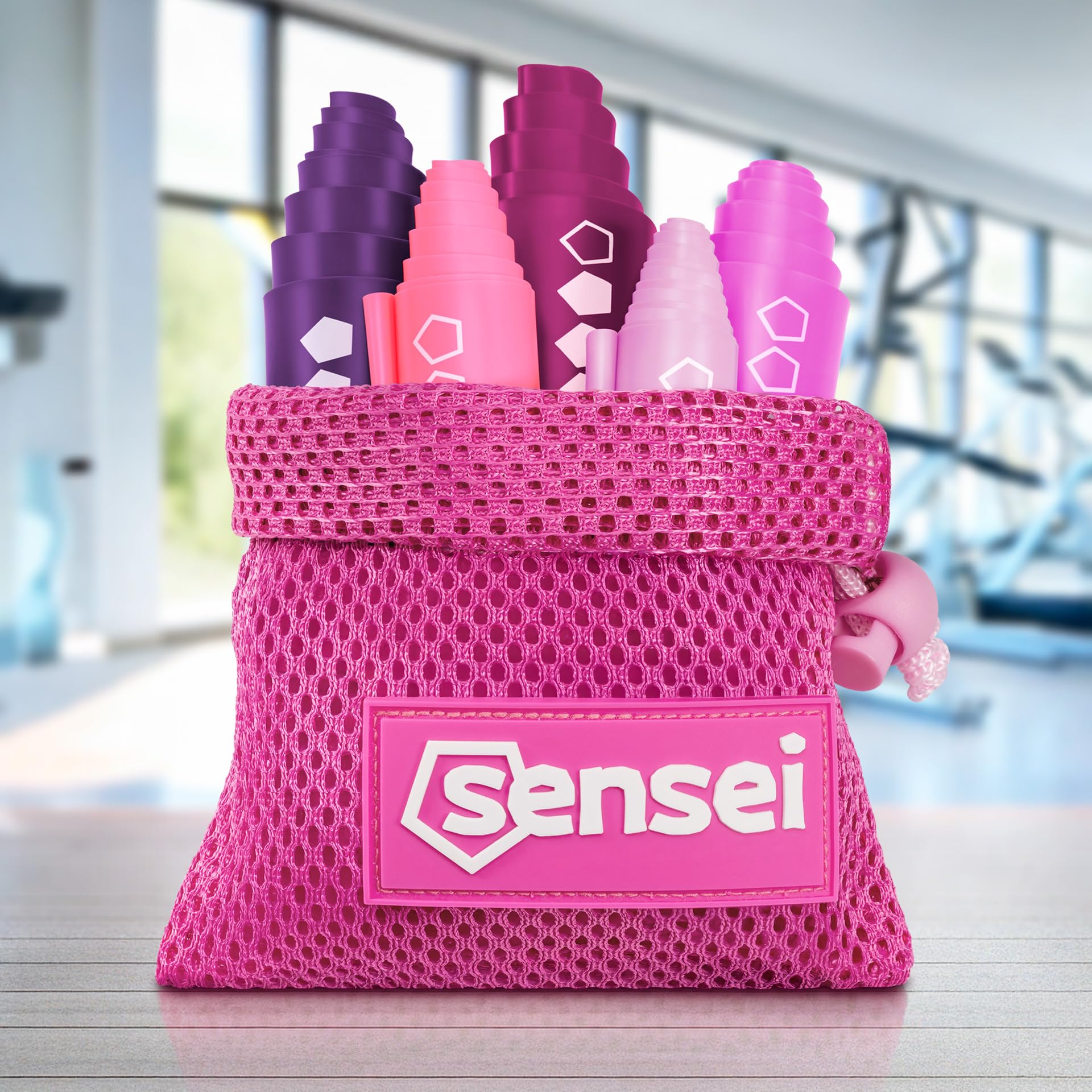 SENSEI® Bandes Élastiques Set – 5 Bandes de Résistance en Latex Naturel avec Différents Niveaux pour Entraînement, Fitness et Pilates