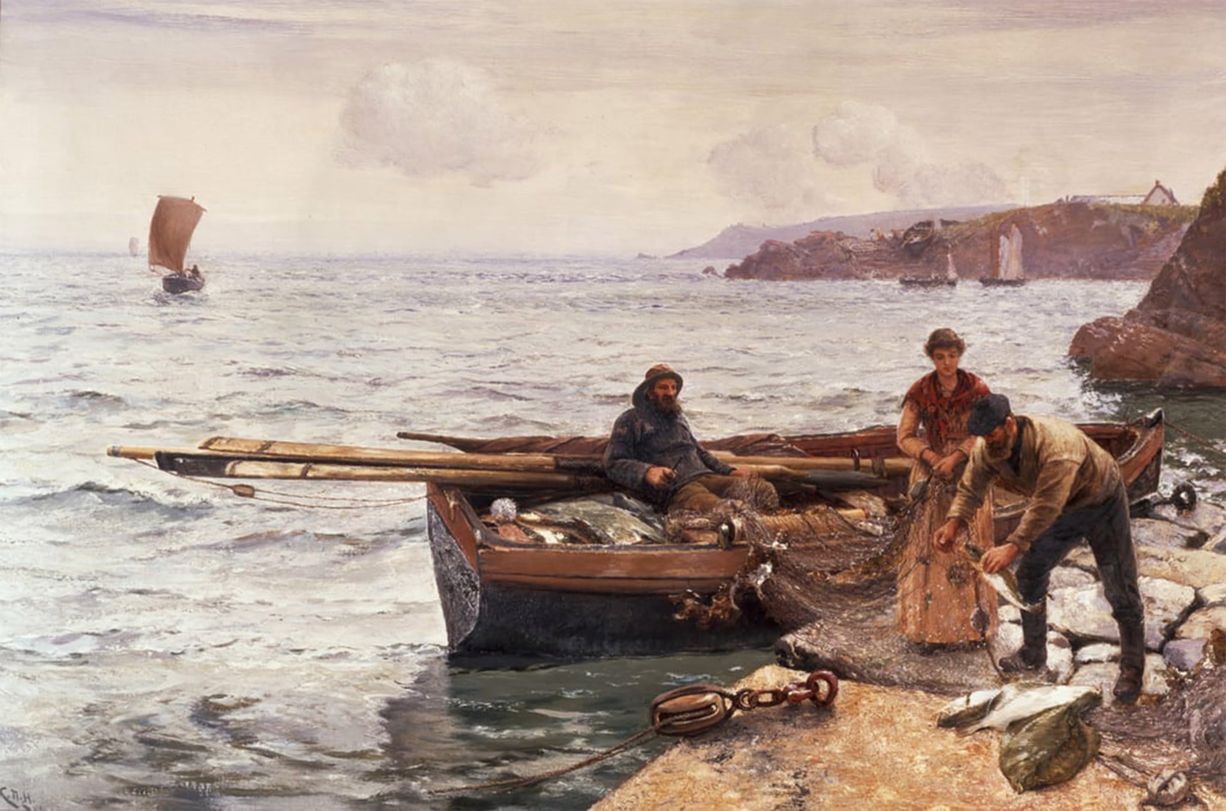 ARTXLXXBN Famous Painting Art Wall Decor Abstract Art Picture Crabber's Bait by Charles Napier Hemy Animal Pictures for Home Decor 60x90cm