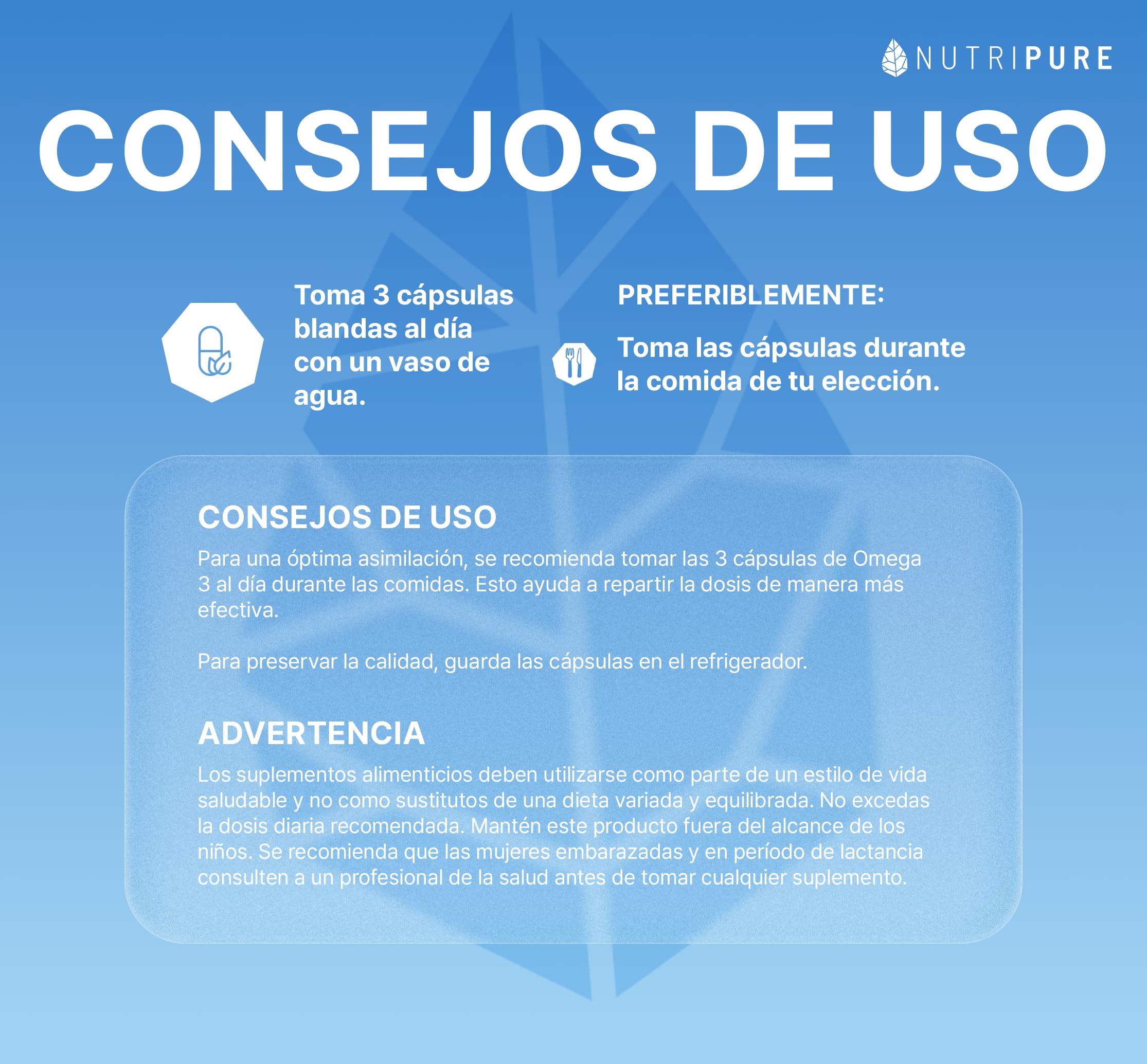 Nutripure | Omega 3 3000 mg| Suplemento Alimenticio Defensa | Aceite de Pescado Certificado | Alta Concentración de EPA y DHA | Alta Biodisponibilidad | 270 Cápsulas | Tratamiento 3 Mes|Made in France | Cerebro, visión y corazón - Aceite de pescado salvaj
