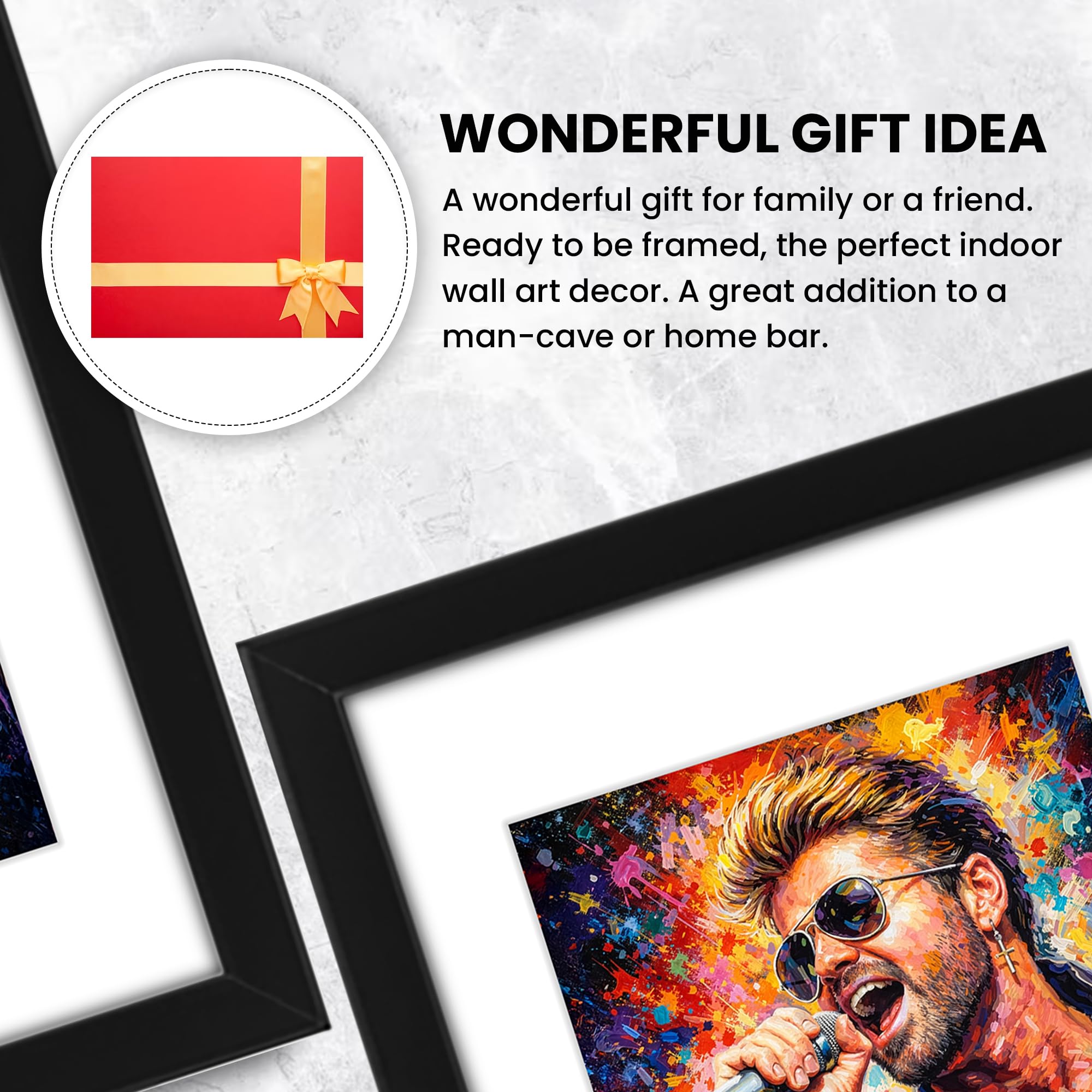 Poster con stampa autografata da George Michael, edizione limitata, idea regalo per fan degli autografi, da collezione, in stile artistico, merchandising artistico da parete (A3 incorniciato con