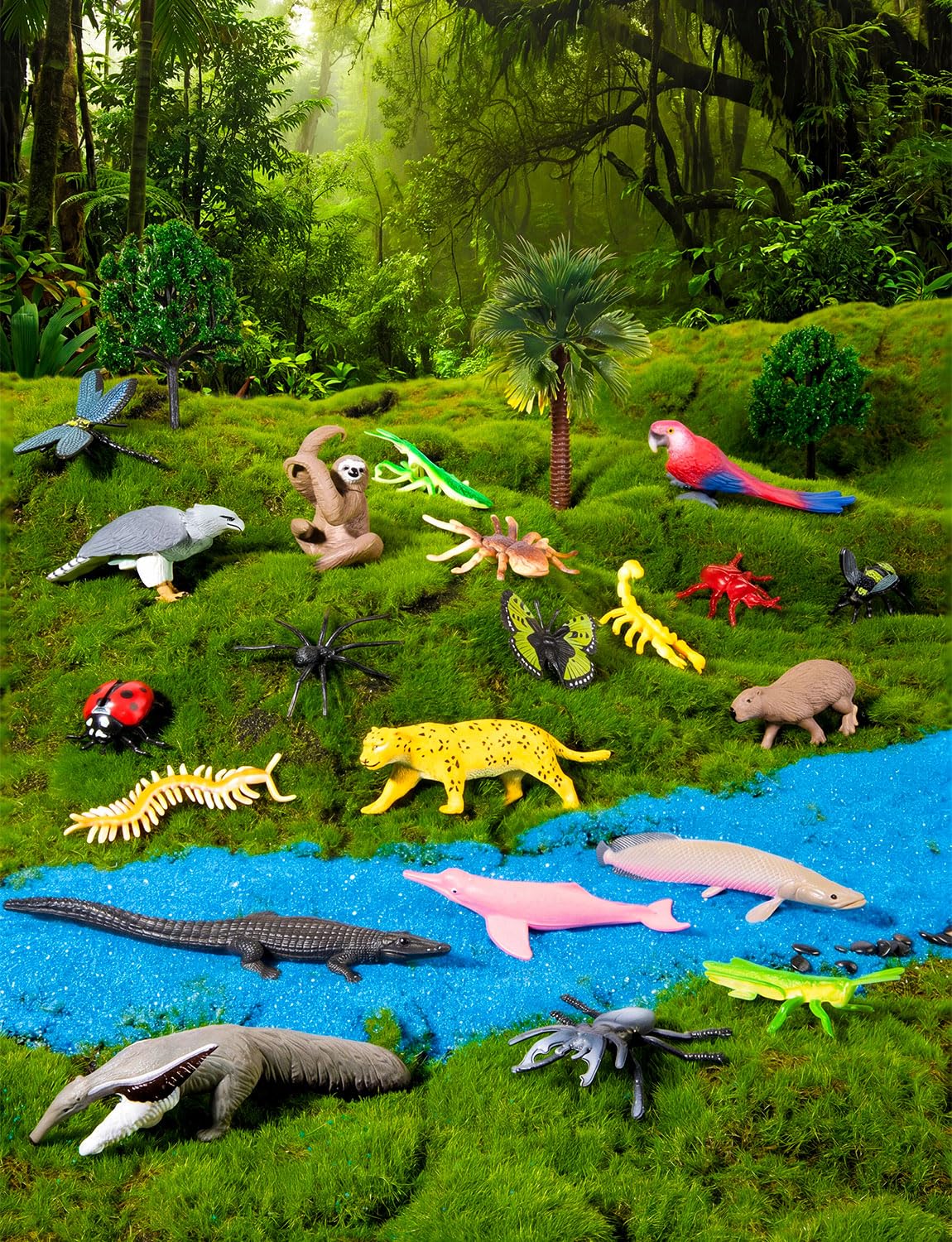 WDAHDHP Kit di 45 figure di animali della foresta pluviale e del deserto