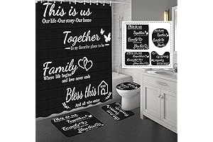 juwute 4Pcs His and Hers Bathroom Sets with Non-Slip Rugs, Toilet Lid...