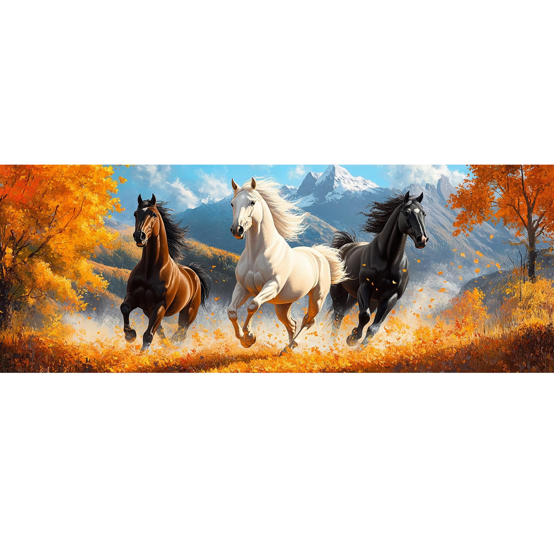 Bimkole Horse Paint by Number for Adults, DIY Oil Painting Kit Animals on Canvas with Paintbrushes and Acrylic Pigment, for Paint by Numbers for Beginner, for Home Wall Decor 31.5x11.81 Inch