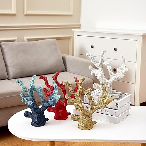 Miniatura 6 de Decoración de arrecife de coral, adorno de arrecife de coral blanco, estatua de coral artificial, estante de decoración náutica, boda, baño, sala de