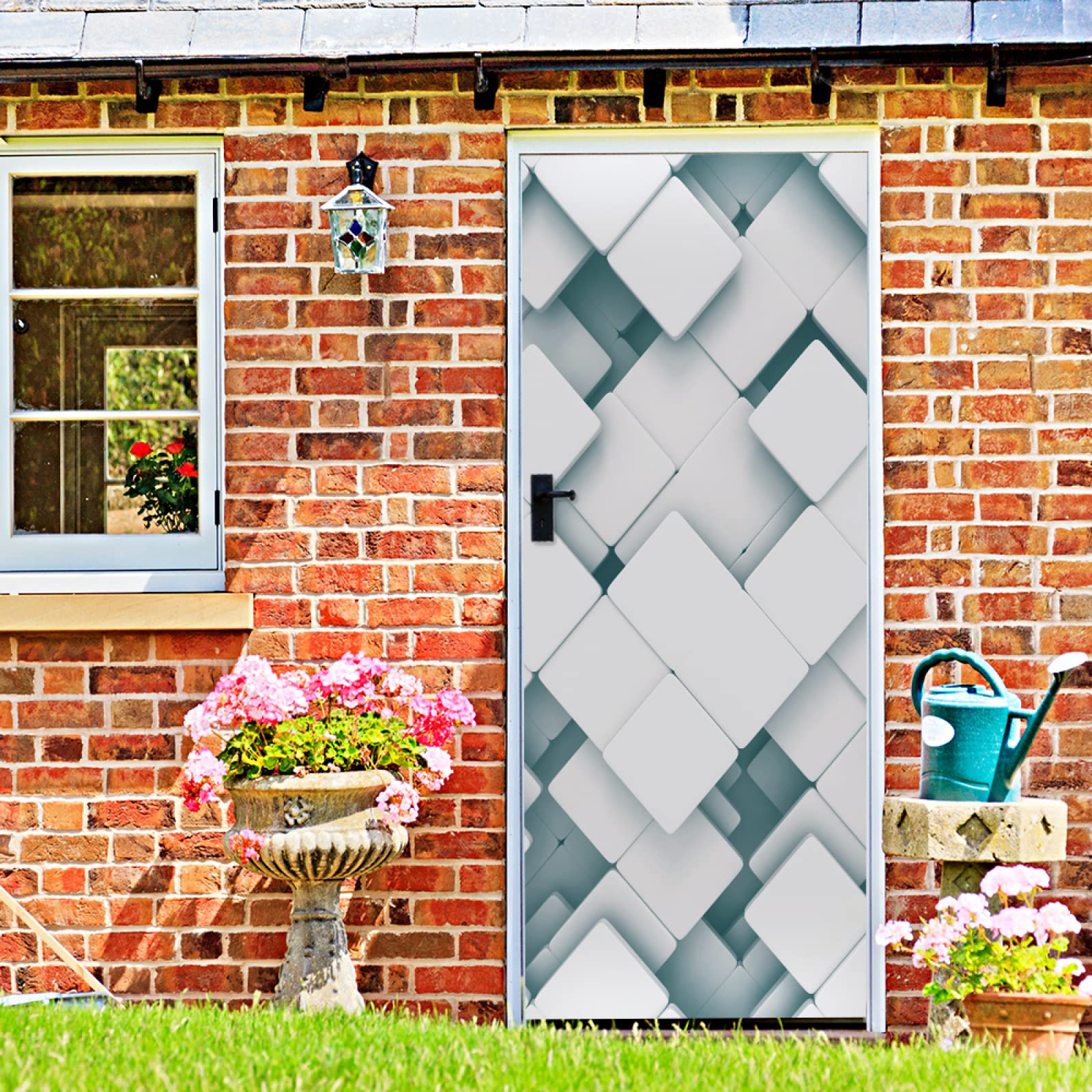 Peinture murale de porte Sticker Motif géométrique blanc Stickers de Porte 3D Effet Décoration Auto Adhésif Amovible Imperméable PVC Autocollants De Porte Muraux L100 x H200cm Peinture murale de porte Sticker Motif géométrique blanc Stickers de Porte 3D Effet Décoration Auto Adhésif Amovible Imperméable PVC Autocollants De Porte Muraux L100 x H200cm