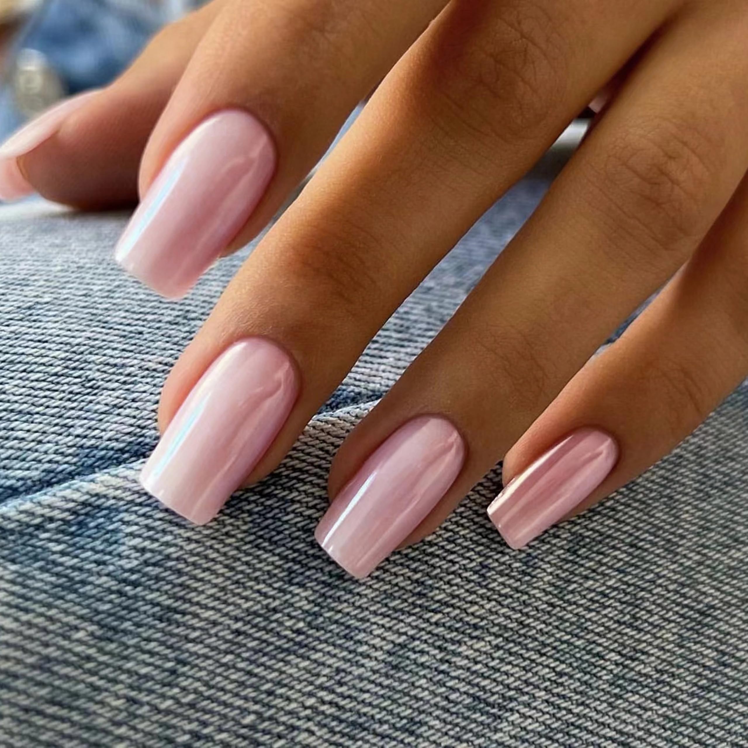 Amazon.com: MERVF Square Press-on Nails - Medium Fake Nails, Light