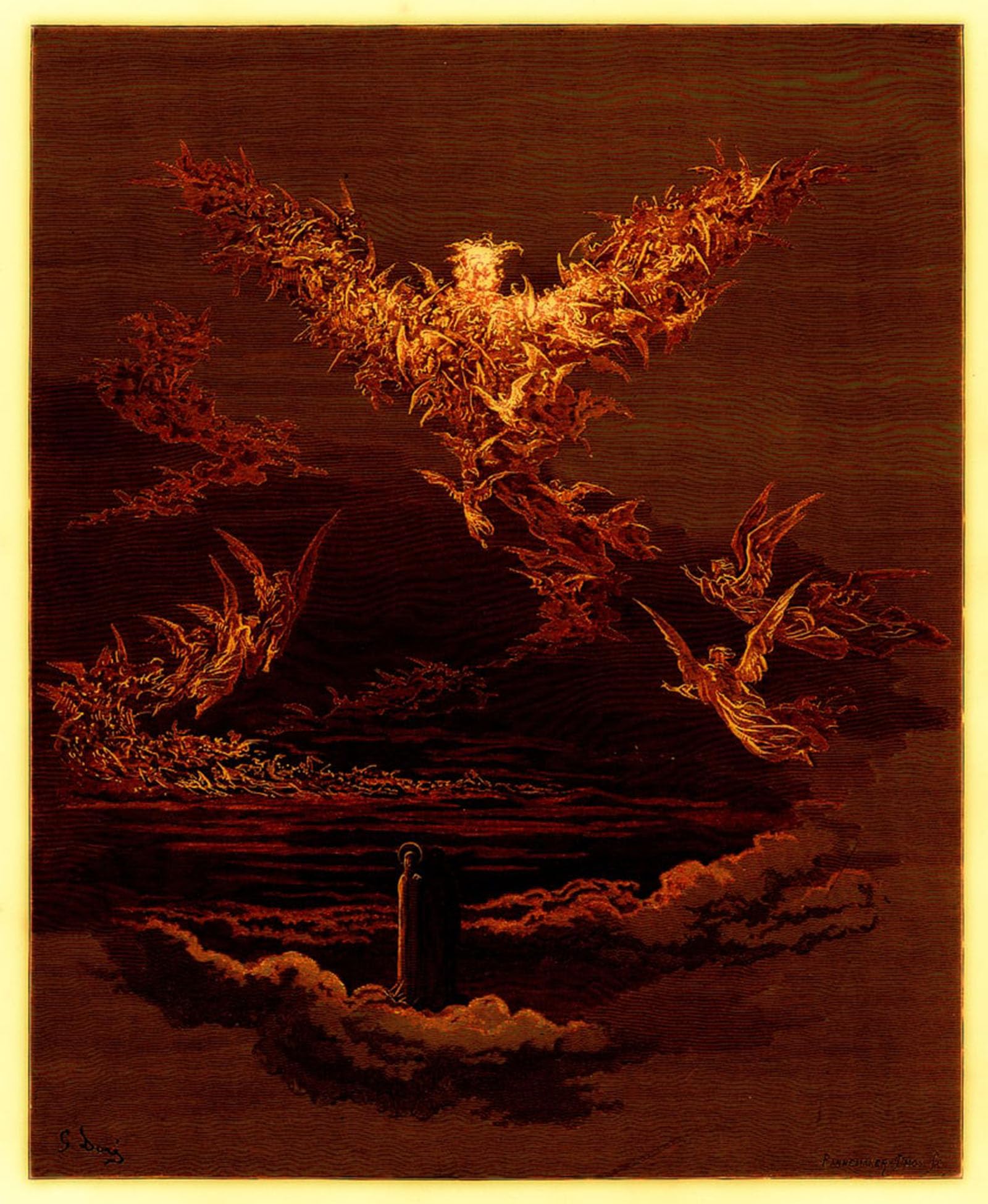 SERENDIPITP Abstract Painting Mural Print Picture Wall Decor Painting the Vision of the Sixth Heaven Illustration by Gustave Dore Vintage Wall Artwork for Home Decor 60x90cm
