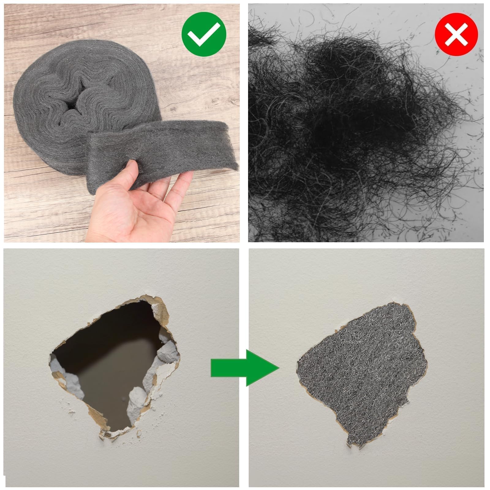 Paille de Fer 8.5M Laine d'Acier 0000 Avec Ciseaux et Gants - Anti Rongeur pour Trous, Fissures, Nettoyage Murs, Polissage
