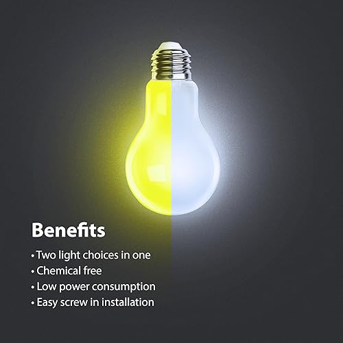 Miniatura 3 de Feit Electric A19 - Luz LED para insectos para exteriores, equivalente a 60 vatios, regulable, base E26, 800 lúmenes, color seleccionable, 13 años