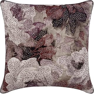 The HomeCentric Decorative Purple 12"x12" (30x30 cm) Pillow Covers, Cotton Sequins, Embroidered & Rose Print Throw Pillows for Sofa, Floral Pattern Modern Easter - Munstead Wood Rose