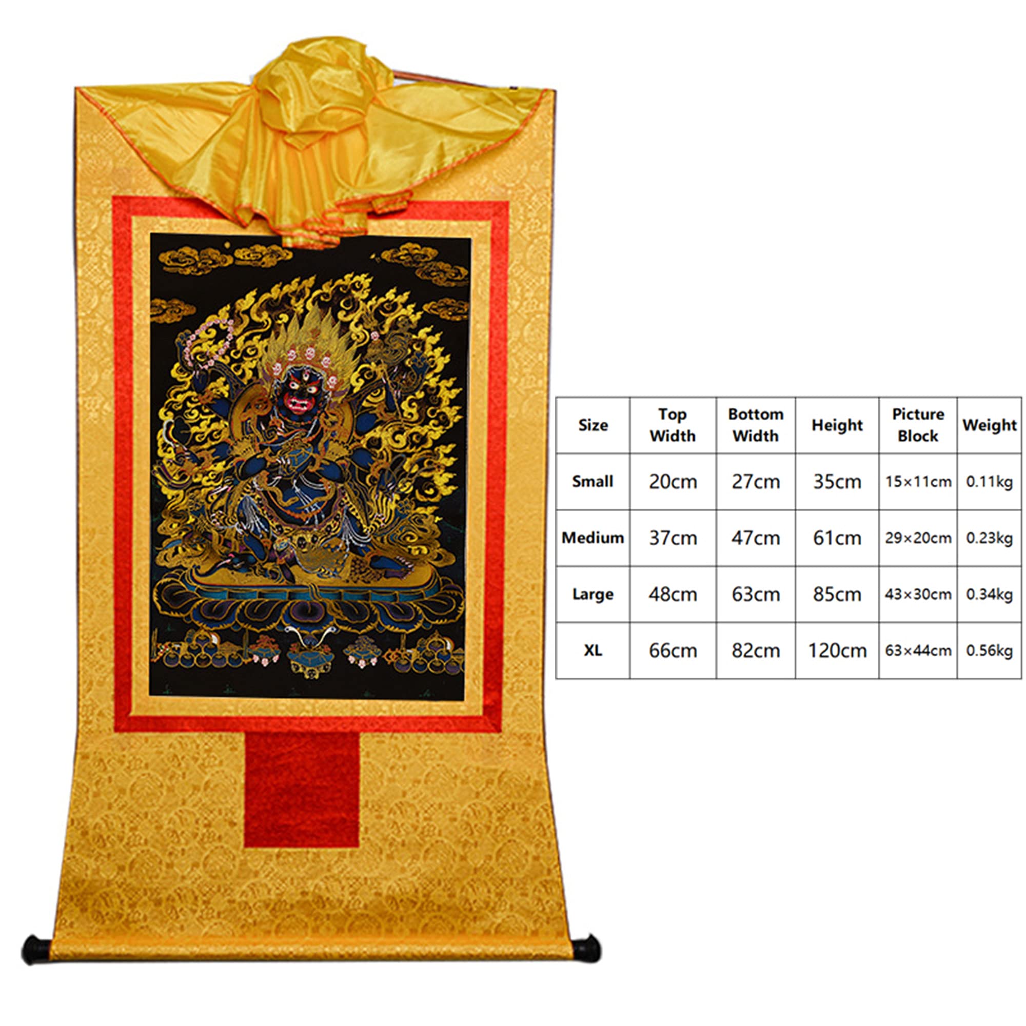 Gandhanra Thangka Tibétain - Mahakala Thangka - Peinture Tantrique Bouddha à Dorure - Tapisserie Mural pour Décoration Zen - Méditation et Relaxation Spirituelle