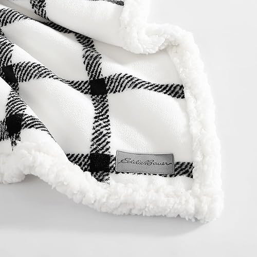 Miniatura 4 de Eddie Bauer - Manta tamaño King, manta de cama de felpa ultrasuave con reverso de borrego sintético, manta para sofá y cama (Bunkhouse Plaid White)