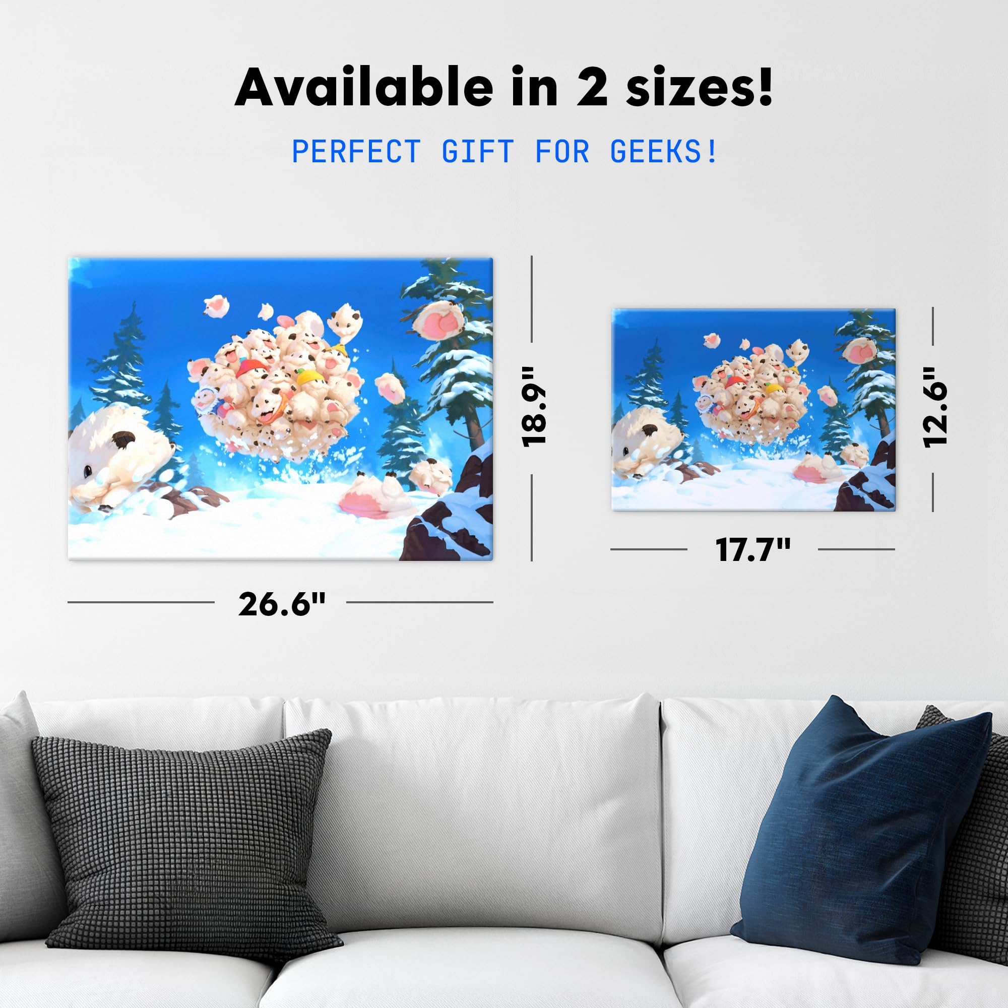 Displate Metall poster League of Legends Fluft of Poros h Wandkunst Größe M | Bild Plakate für Schlafzimmer Dekor, Geschenke. Magnetische Befestigung Wandposter, Wanddeko. Metall Wandkunst.