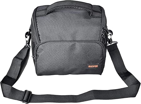 SHOPEE Nylon Dslr/Slr Camera Shoulder Bag Case With Adjustable Shoulder Strap & Rain Cover,Compatible For Nikon,Canon,Sony Mirrorless Cameras,Waterproof,Breathable,Anti Shock (Orange-Black)