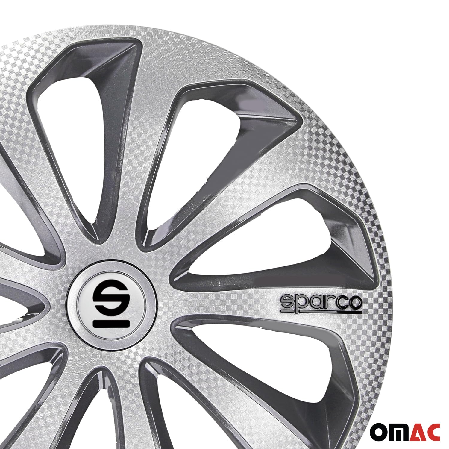 SPARCO Tapacubos Kit gris/plata carbón Embelecedores De Rueda Juego de tapacubos SPC1475SVGRC