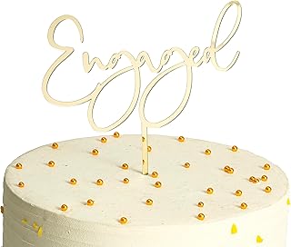 Engaged Cake Topperï¼Œ Wedding Cake Topper, Bridal Shower, Mirrored Gold Acrylic, Dessert Decorã€‚