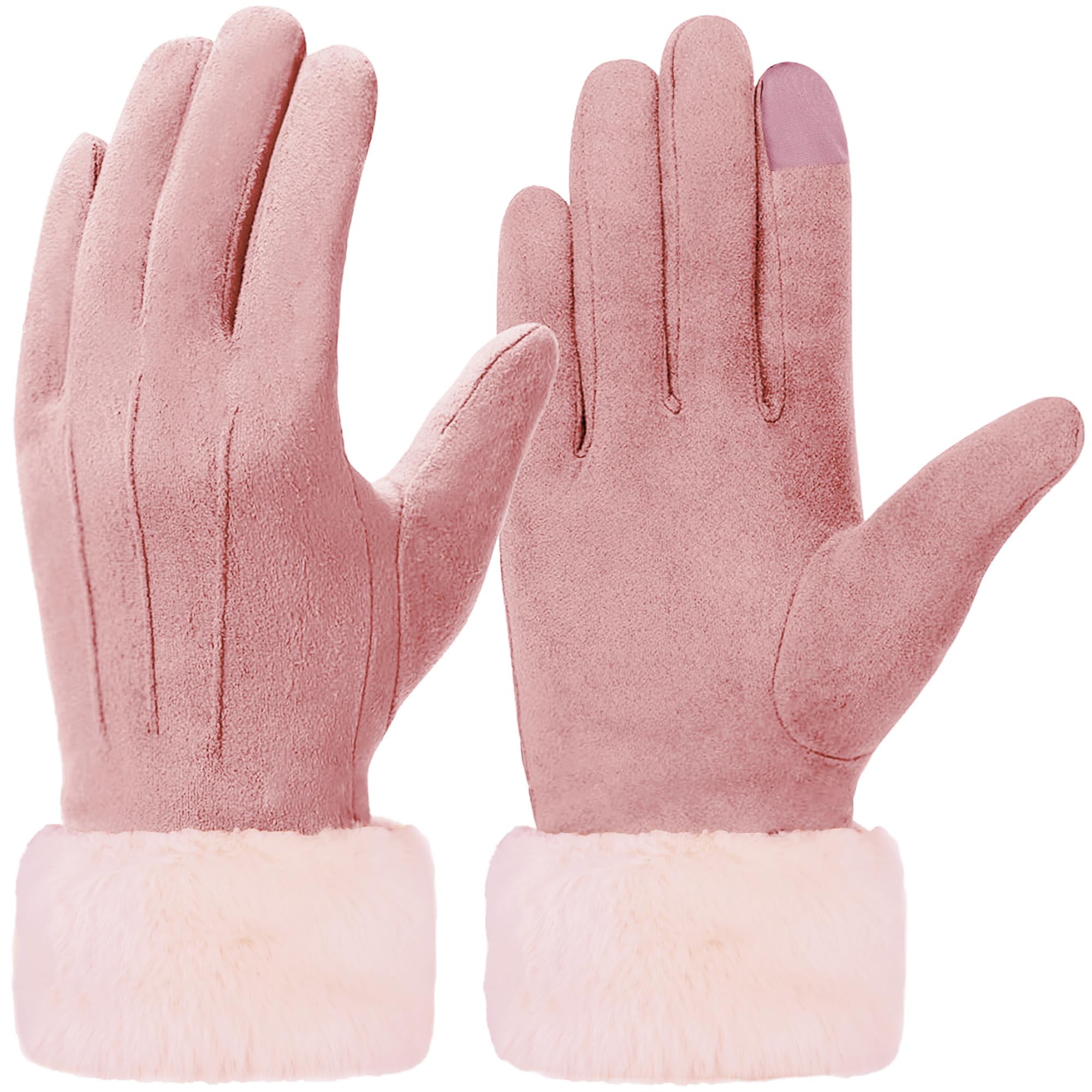 Guanti Invernali Donna Caldi Con Touch Screen - Fodera In Pile, Antivento, Per Moto, Ciclismo E Outdoor, Marrone - Foto 10