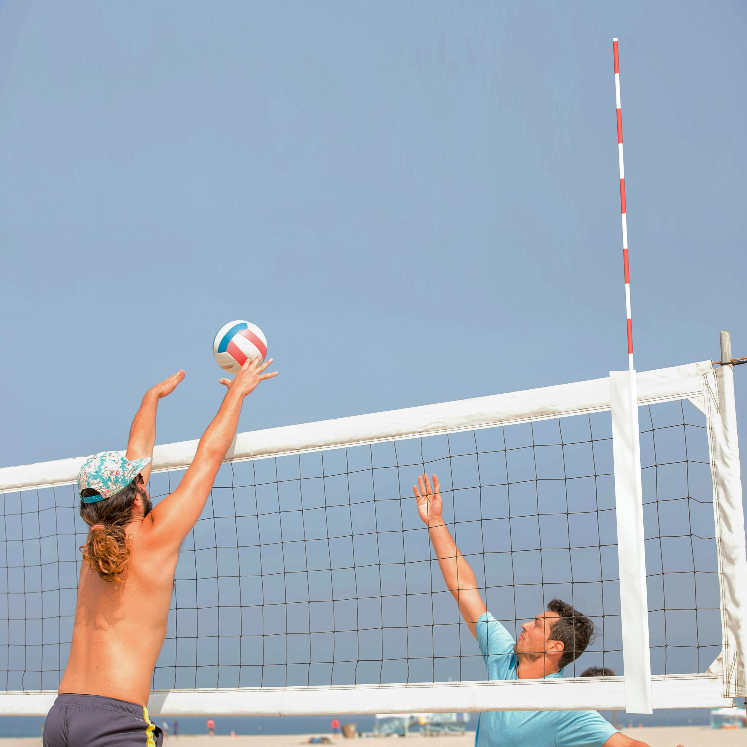 MR Volleyball Antenna Set, Antenna Poles with Sleeve, Fiberglass Collapsible Volleyball Referee Equipment Training Equipment Indoor Outdoor Beach Play, 1 Pair