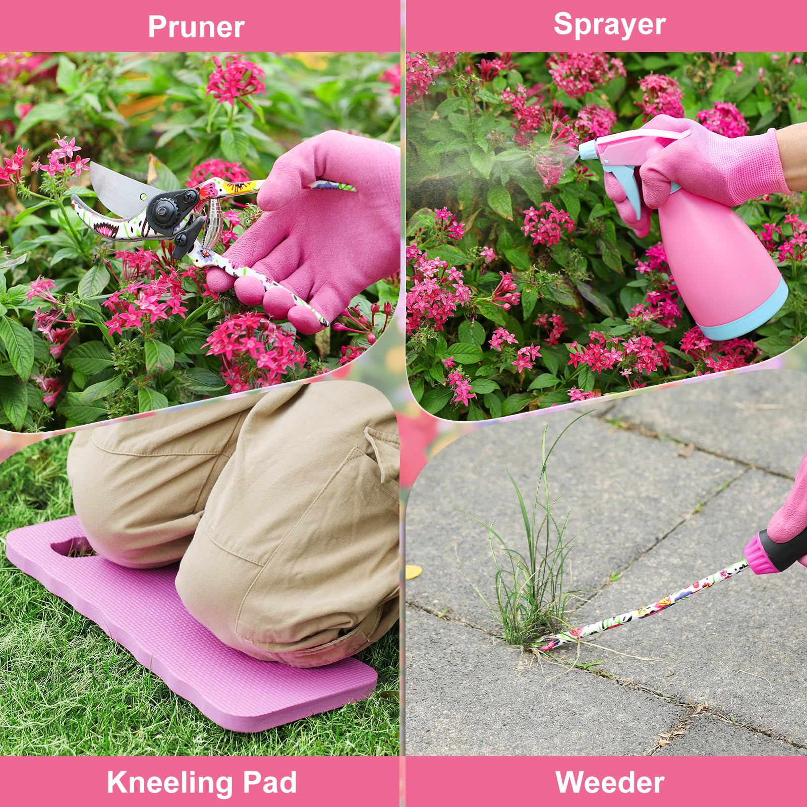 Kit Outils Jardinage 10 Pièces Housolution - Poignée Caoutchouc Antidérapante - Pour Femmes, Fête Des Mères - 12