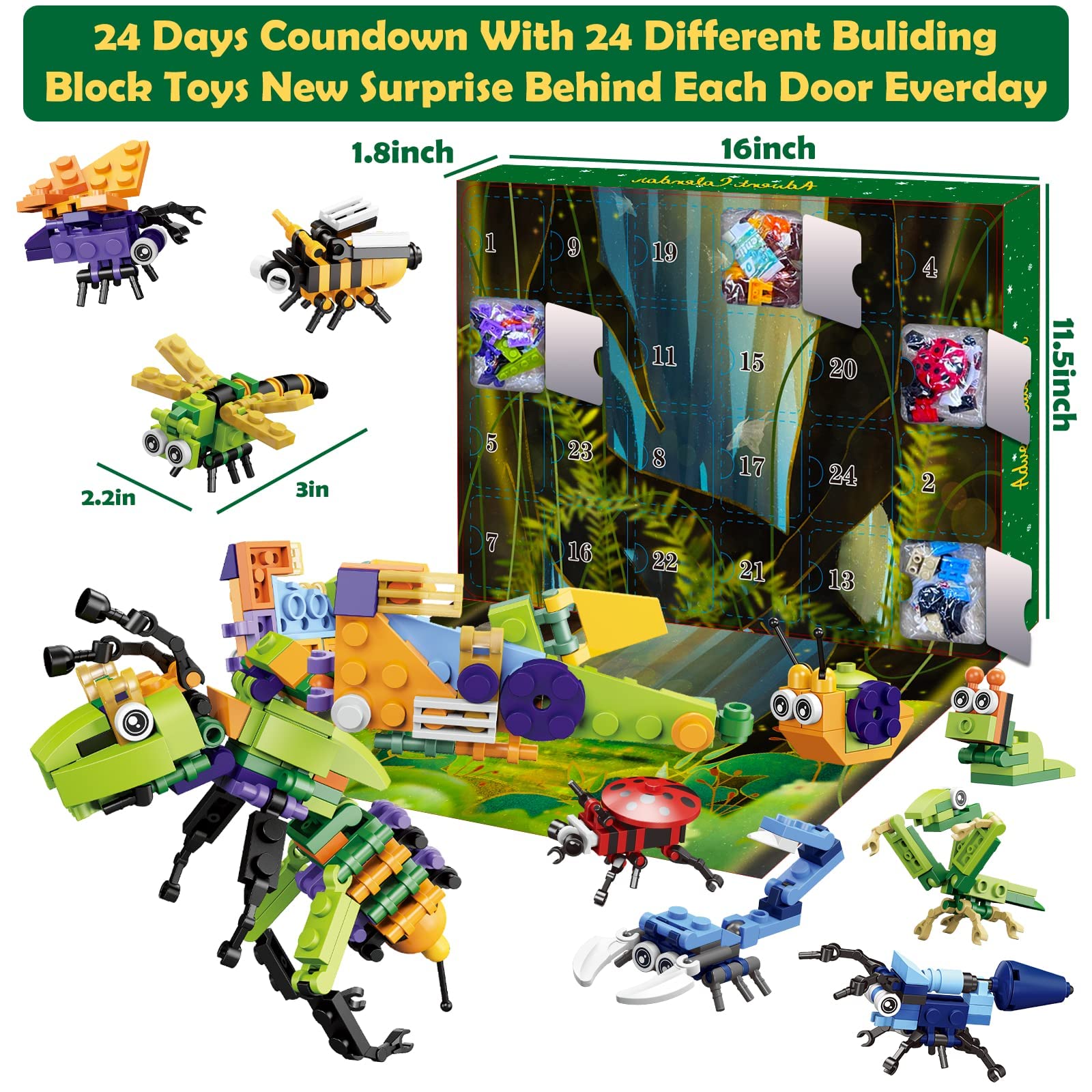 Kids Advent Calendar 2026 Insect Building Blocks Christmas Calendar - Image 3