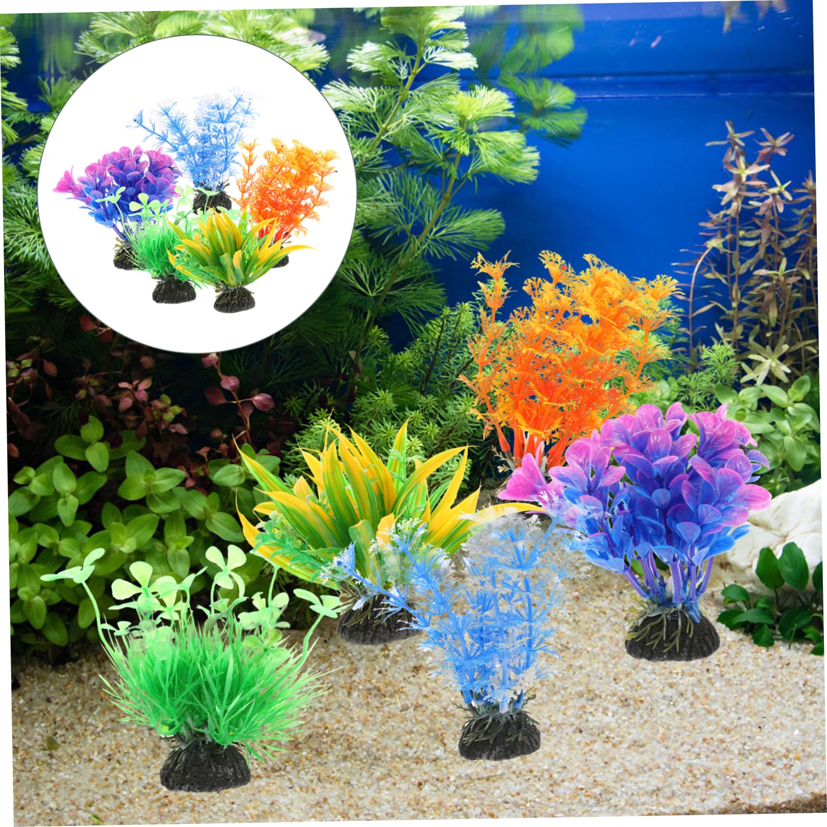 Yardwe 5 Set Decorazioni per Piante D'acquario Decorazioni per Acquari Pianta Fontana Pescare Piante Acquatiche Artificiali Decorative Ornamento di Piante Acquatiche Plastica 5 Pezzi*5