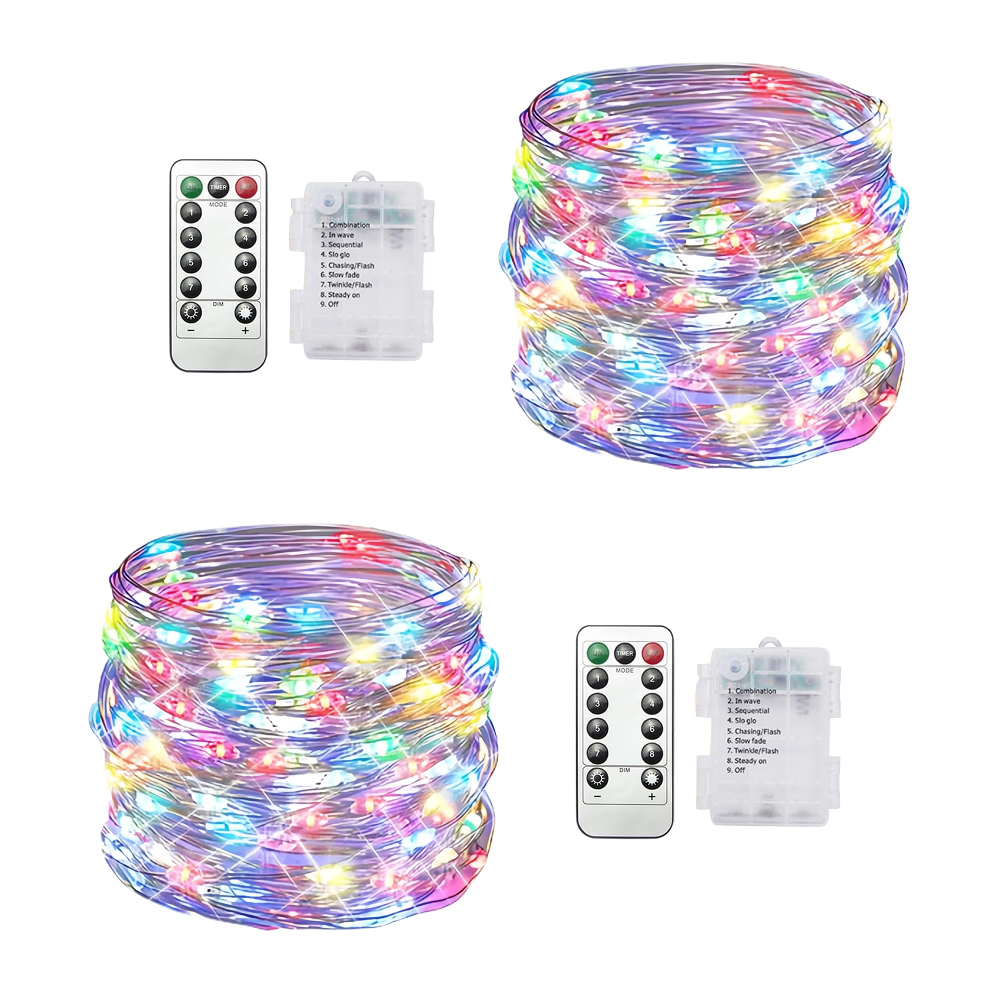 Clearhill Fairy Lights 2Pack, 32.8FT 100LED Twinkle String Lights Battery（Not Included） Operated with Remote Control, 8 Modes, Timing & Dimmable for Christmas Bedroom Indoor Outdoor Decor