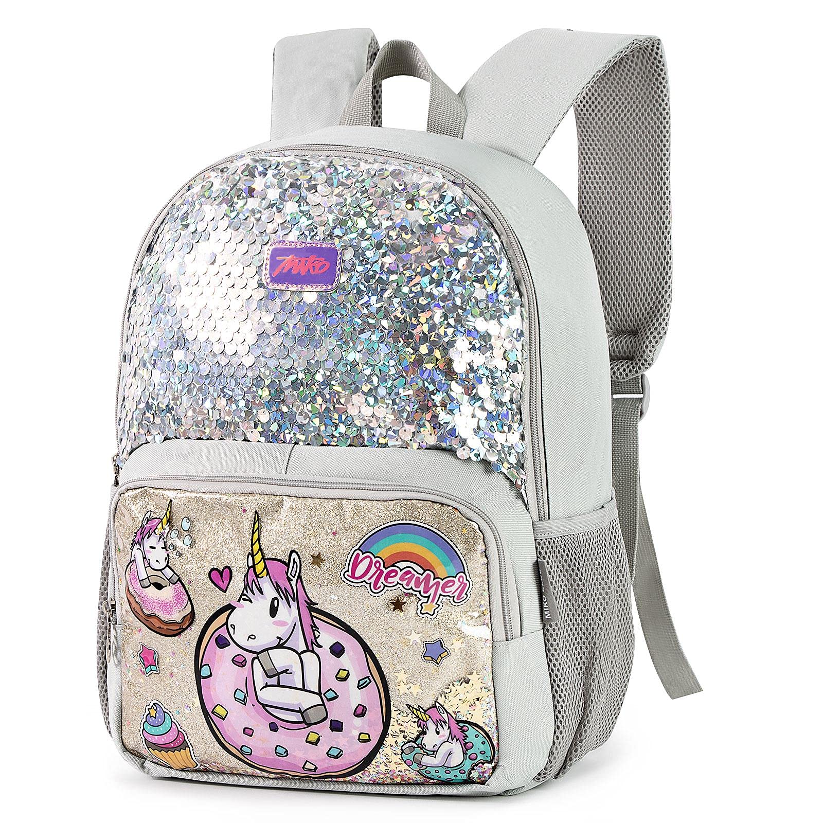 Zaino per Bambini Zaino della Scuola per Ragazze Unicorn Glitter Paillettes Paillettes Bookbag Carino Borsa da Satchel 16 Pollici
