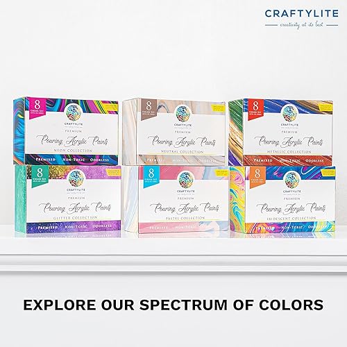 Miniatura 6 de Pintura acrílica para verter, colores con purpurina, juego de 8 colores, botellas de 4 onzas líquidas (4.1 fl oz), incluye aceite de silicona, 1