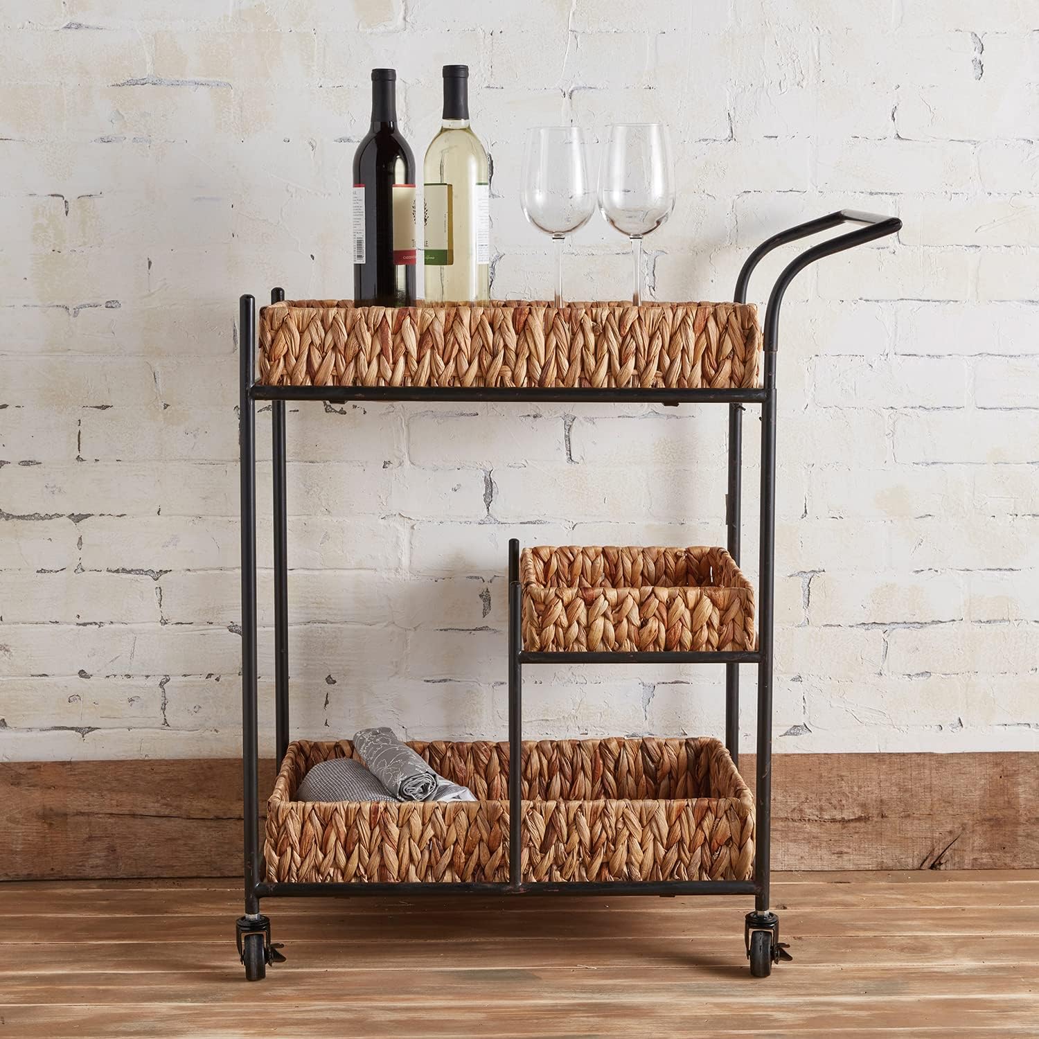 47th & Main Rolling Serving Cart, 3 Tier, Black