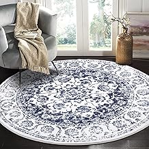Pauwer Round Rug 4Ft, Boho Circle Rug, Washable Shag Area Rug, Mandala Rug Floor Mat Carpet, Farmhouse Distressed Non Slip Area Rug, Round Rugs for Living Room, Kitchen, Bedroom, Bathroom, Navy Blue