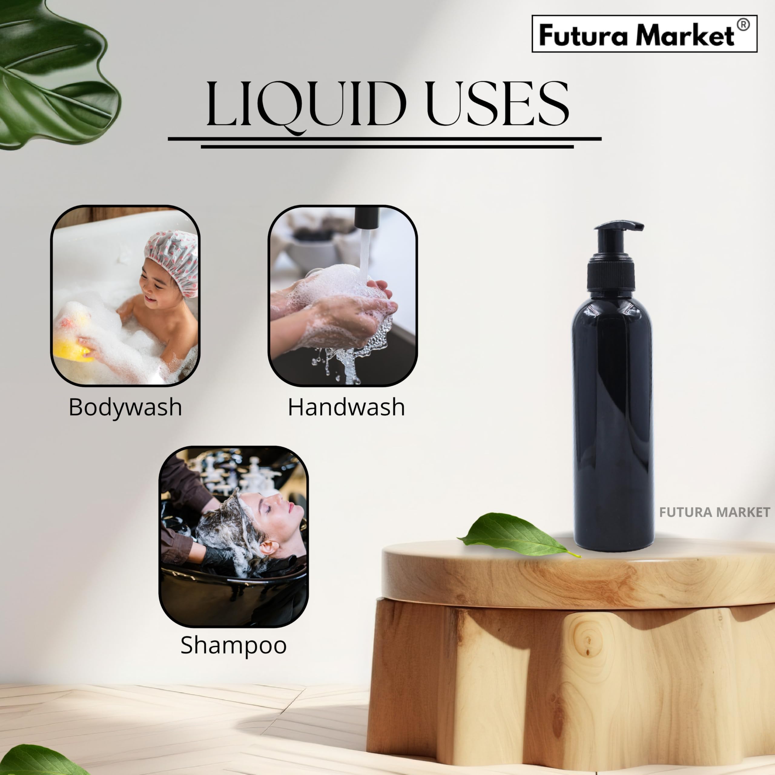 FUTURA MARKET 200Ml Pump Bottle for Hand Sanitizer/Hand Wash Refillable Empty Bottle for Home Office and Travel (Pack of 4) Black 3