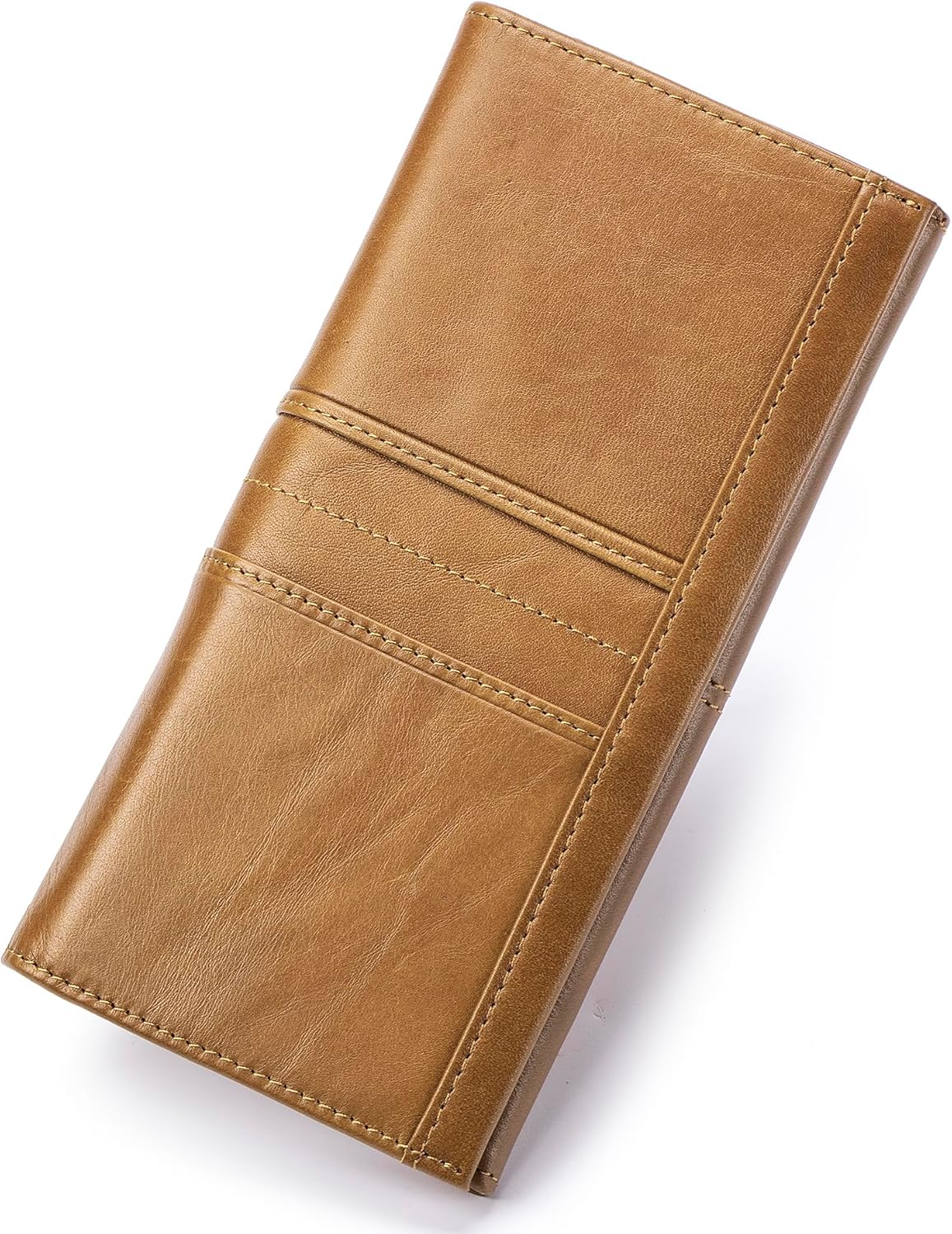 LUKZIJAES Wallets for Women Slim Long RFID Blocking Ladies Genuine Leather Bifold Wallet Womens with ID Window Coin Pocket (#1-Brown)