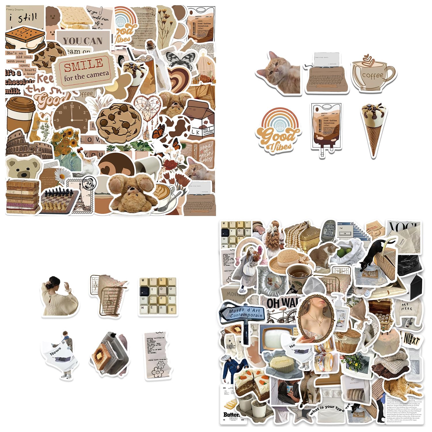 RNFKSU 123 Pieces Of Retro Stickers, Nostalgic Decorative Stickers, Notebook Stickers, Luggage Stickers, Guitar Decorative Stickers.