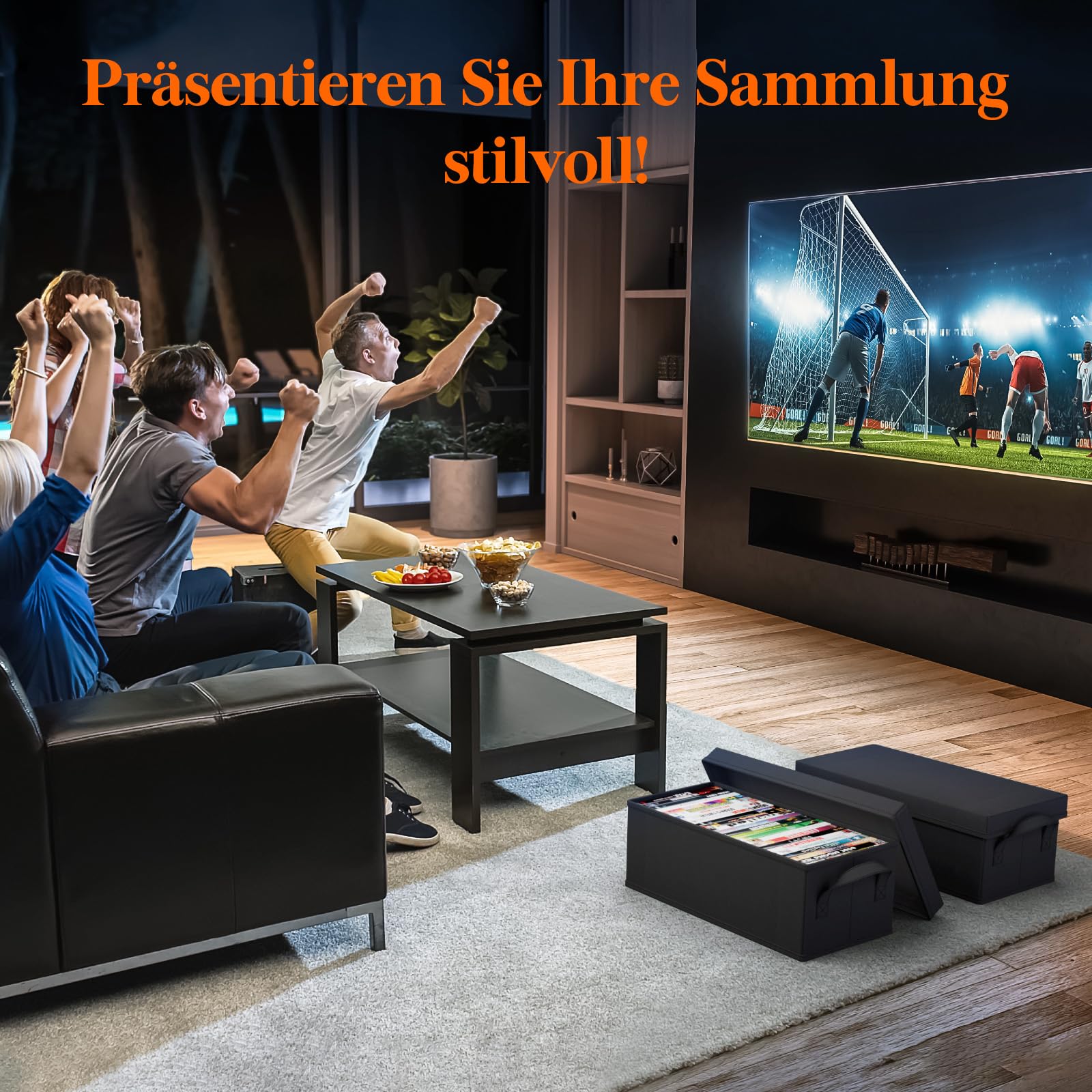 Lifewit DVD Aufbewahrungsbox, Stapelbarer DVD Aufbewahrungsbehälter, faltbarer DVD Behälter mit Deckel, fasst bis zu 100 DVDs 25 Stück pro Einheit für Haus und Auto, 40 x 20 x 14,5cm, 4er Pack