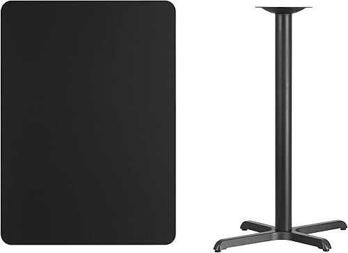 Miniatura 5 de Flash Furniture Mesa rectangular laminada de nogal de 30 x 42 pulgadas con base de mesa de altura de barra de 23.5 x 29.5 pulgadas