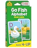 School Zone Go Fish Alphabet Game Cards: Preschool, Kindergarten, 1st Grade, ABC's, Matching, Uppercase and Lowercase Letters, Word-Picture Recognition, Animals, Ages 4+, Packaging May Vary