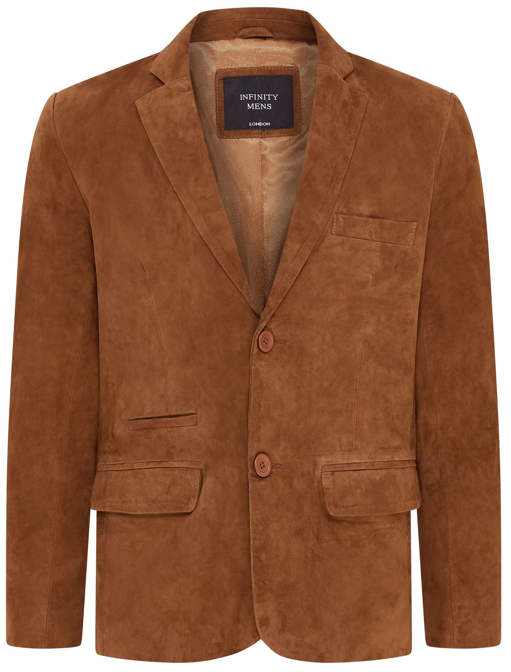 Infinity Leather Men's Tan Soft Real Suede Leather Italian Blazer Jacket Coat