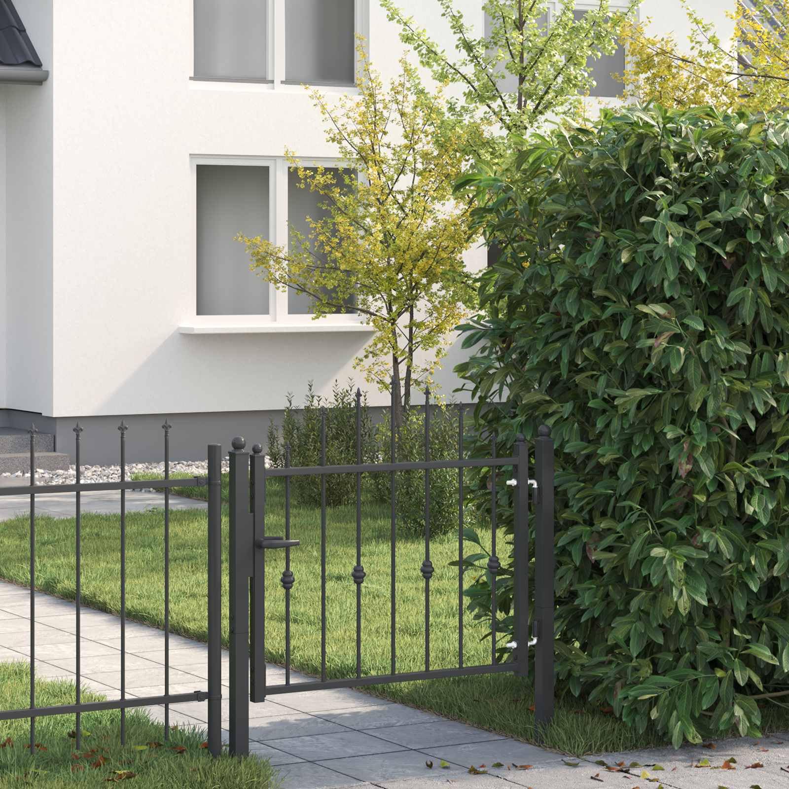 HORST - Recinzione in metallo, 100 x 75 cm, cancello da giardino con serratura, design anti-salita e verniciatura a polvere resistente alla corrosione, per esterni sicuri