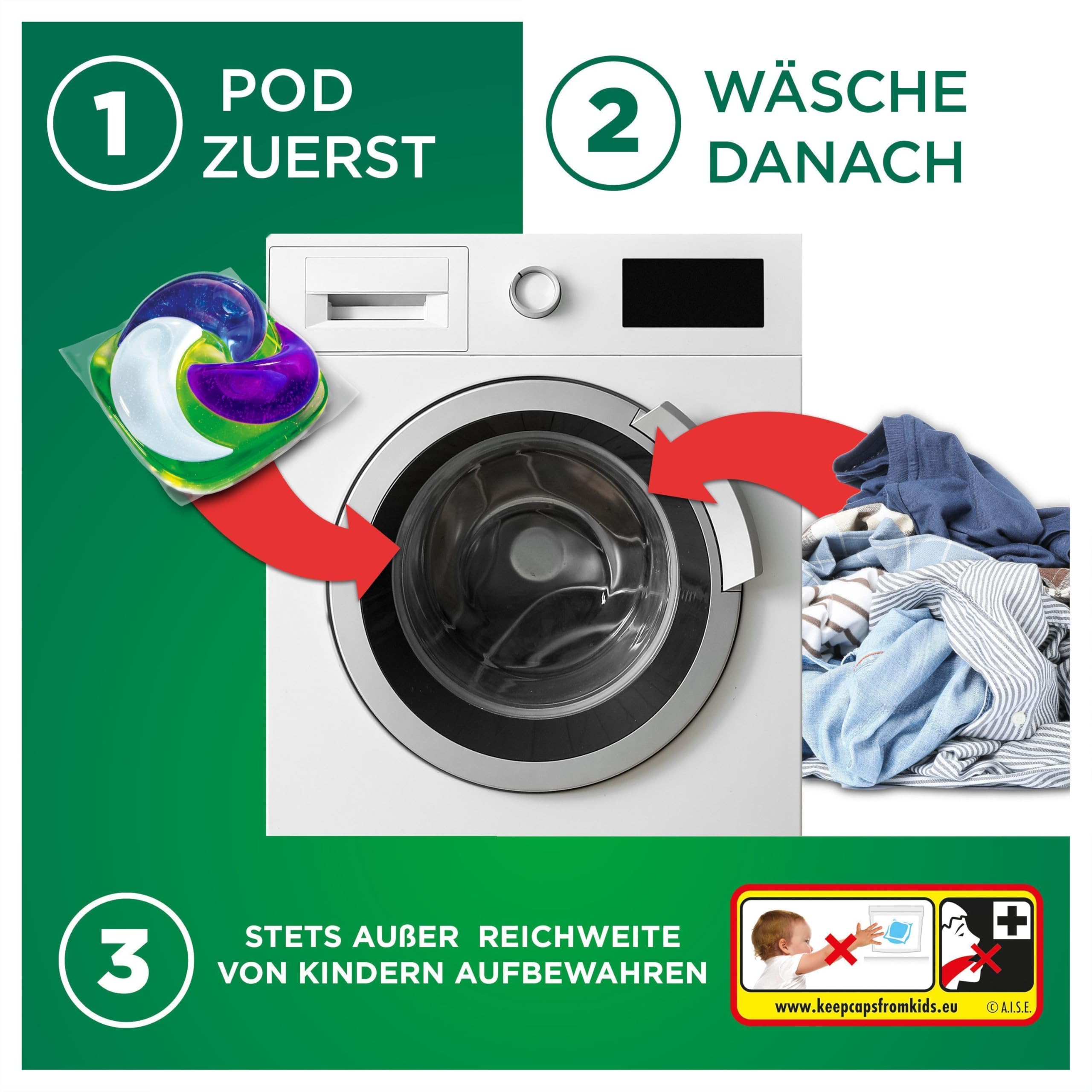 Ariel Max Power PODS, Flüssigwaschmittelkapseln 66 Wäschen, Color+, Mit 3 integrierten Waschzusätzen