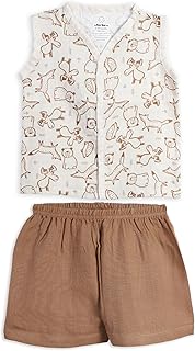 The Boo Boo Club Muslin Jhabla and Short Set GOTS Certified Organic Cotton | Short Sleeve Snap Button Vest | Summer Wear S...