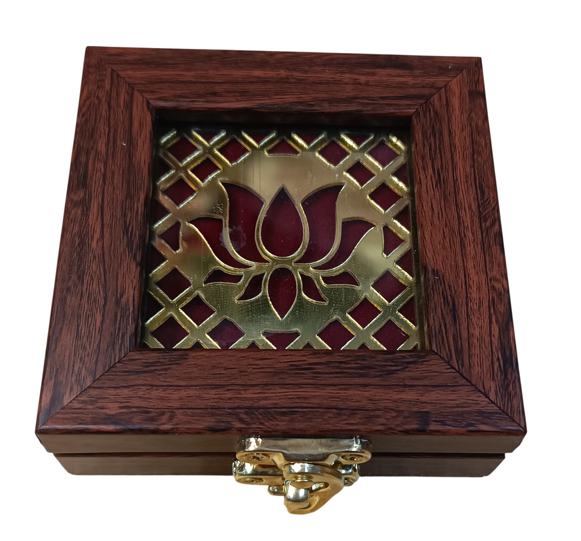 Shree Hanuman Creations Sikka Box Holder, Lotus Design, Silver/Gold, Wooden Frame, Return Gift Coin Box, Pack of 1, Without Coin-image-10