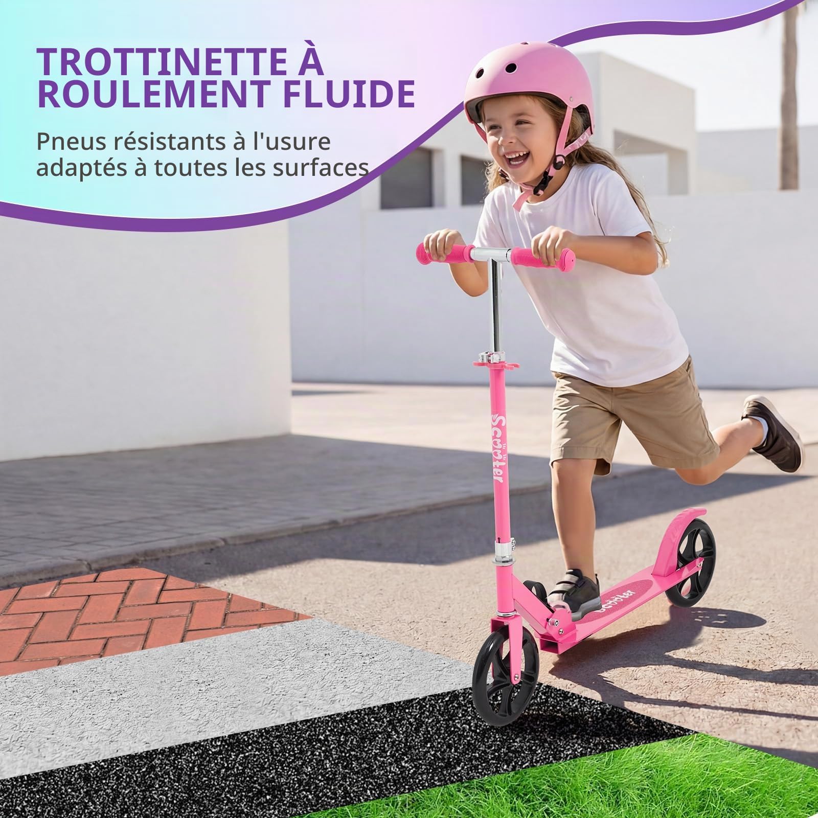 Garvee Trottinette Enfants Pliable à 2 Roues Grands, Trottinette Pliable Hauteur Réglable Scooter, Trottinette pour Filles Et Garçons, Scooter 6+ Ans