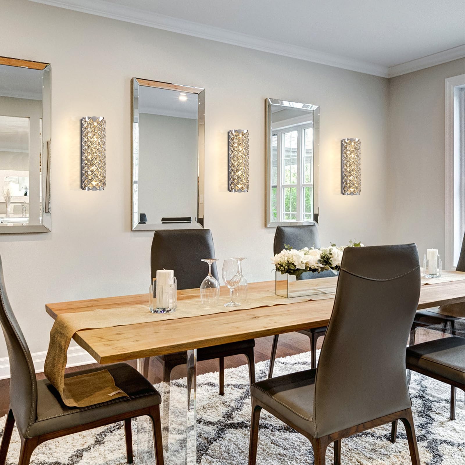 Kristall Wandleuchte Wandlampe Innen Kristall Moderne Wohnzimmer Luxus Wand Lampen,Chrom Kristallwandleuchte für Schlafzimmer Esszimmer Flur Innen