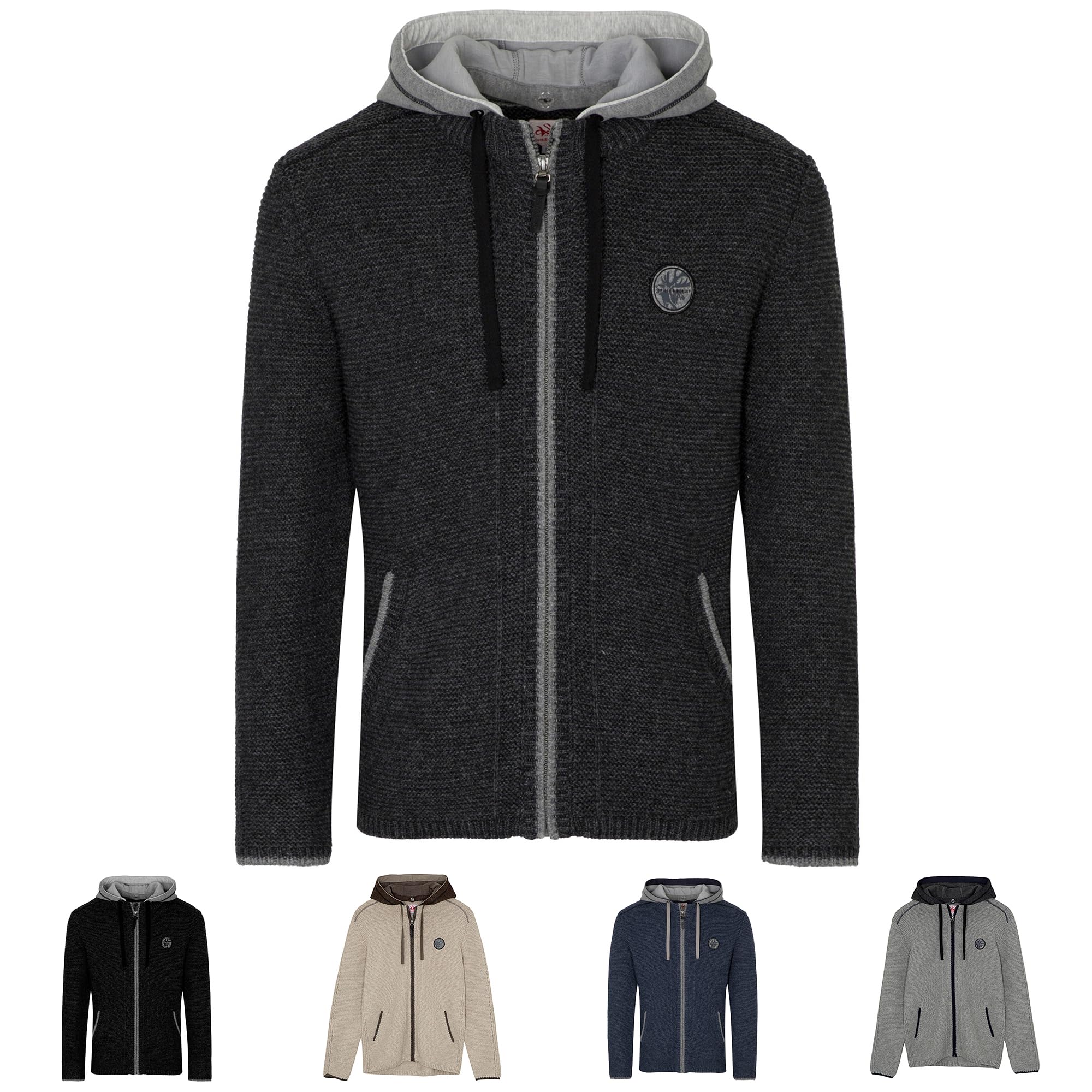 Spieth & Wensky - Herren Strickjacke mit Kapuze, Echo Strickjacke (432150-1003)