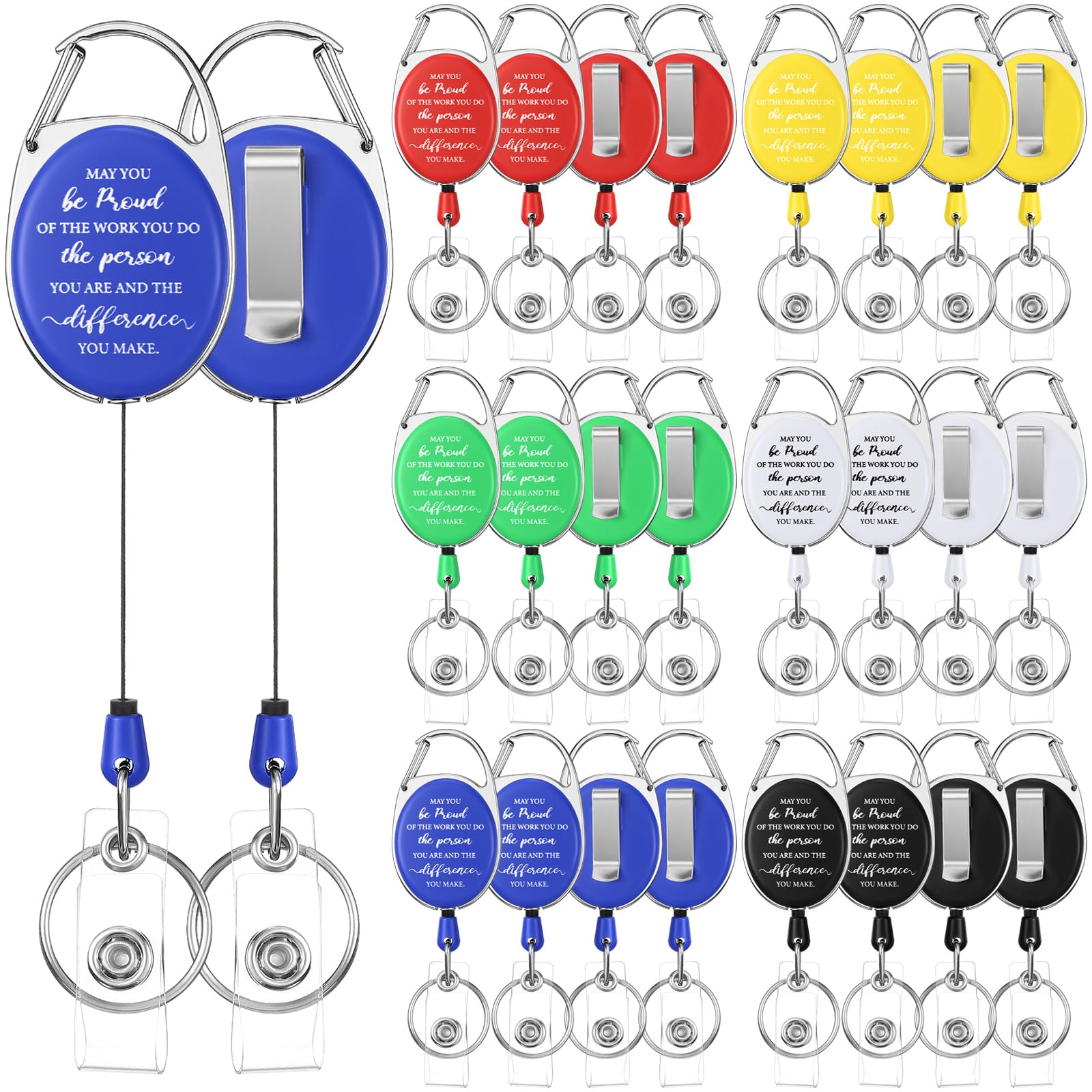 Qeeenar Appreciation Badge Reel ID Badge Holder with Reel Clip Bulk Heavy Duty Key Holder with Ring Inspirational Appreciation Gift for Employee