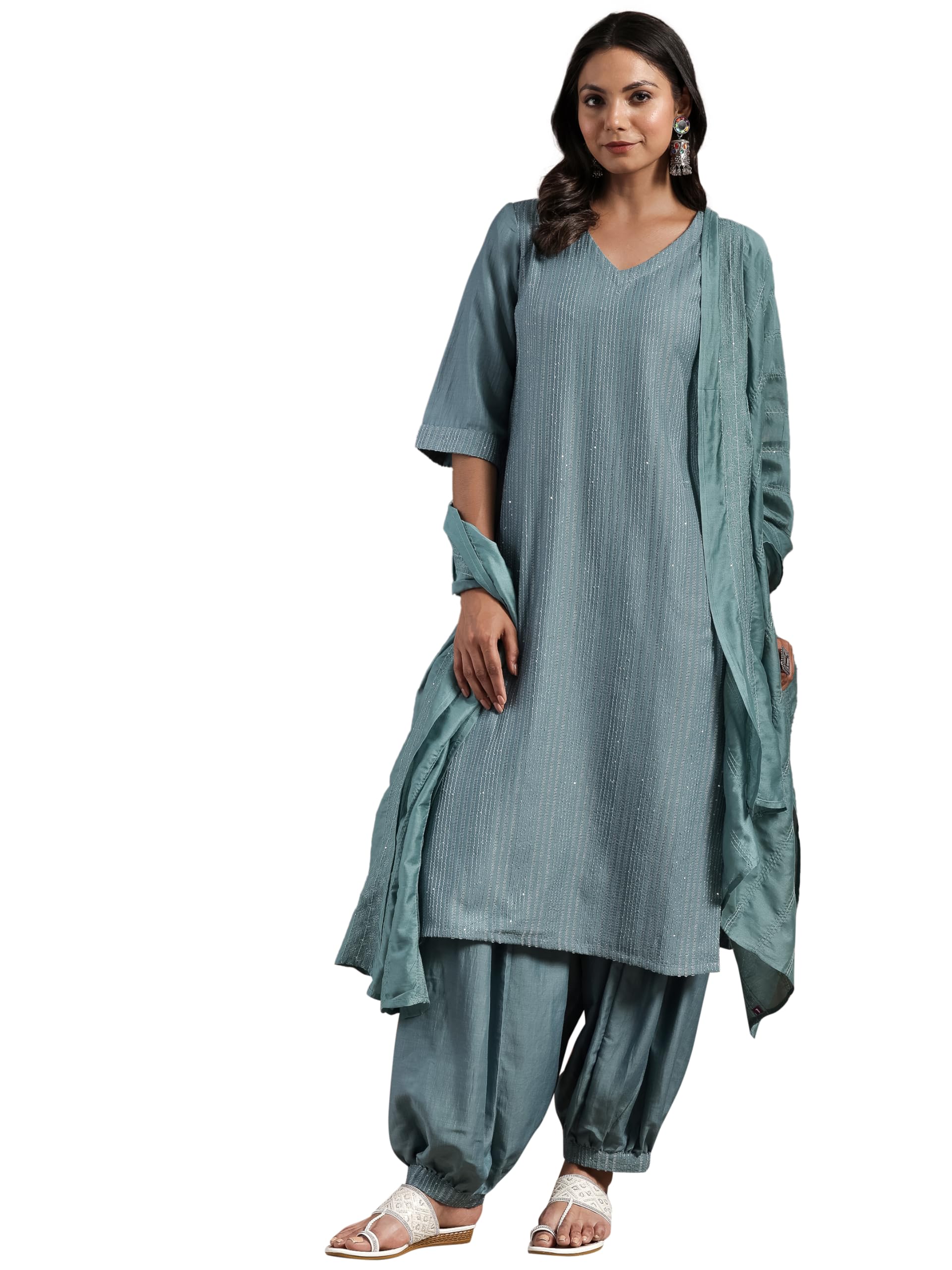 libas Womens Self Design Silk Blend Straight Kurta With Salwar and Dupatta | daily wear suit-picture-38