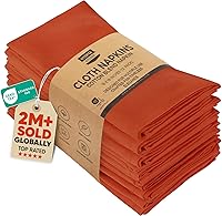 Utopia Kitchen Orange Cloth Napkins 12 Pack 18x18 Inch - Absorbent Cotton Blend Reusable Washable for Dinner Holidays Weddings