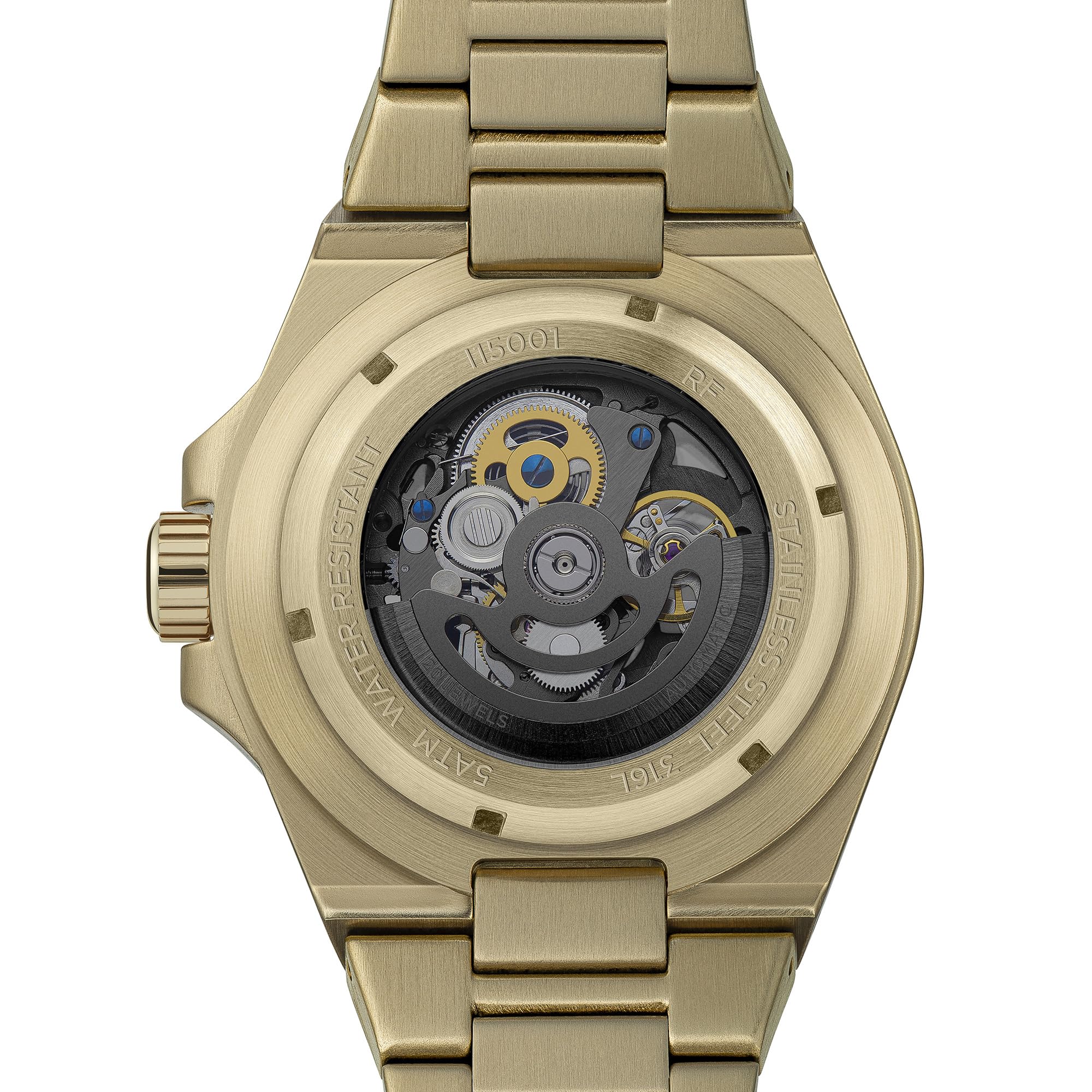 Ingersoll The Baller orologio automatico da uomo da 45 mm con quadrante scheletrato nero e cinturino in acciaio inox dorato